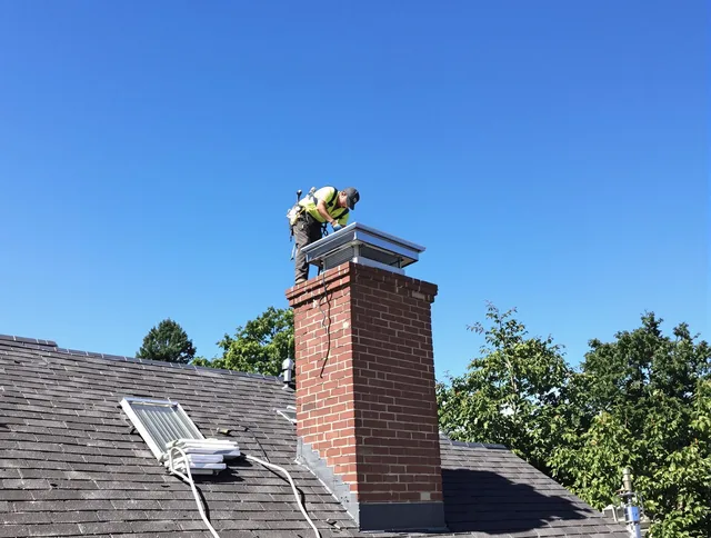 Lakeland Chimney Sweep technician measuring a chimney cap in Lakeland, FL