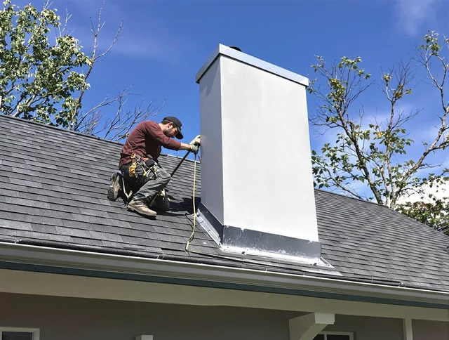 Lakeland Chimney Sweep team member finishing chimney construction in Lakeland, FL