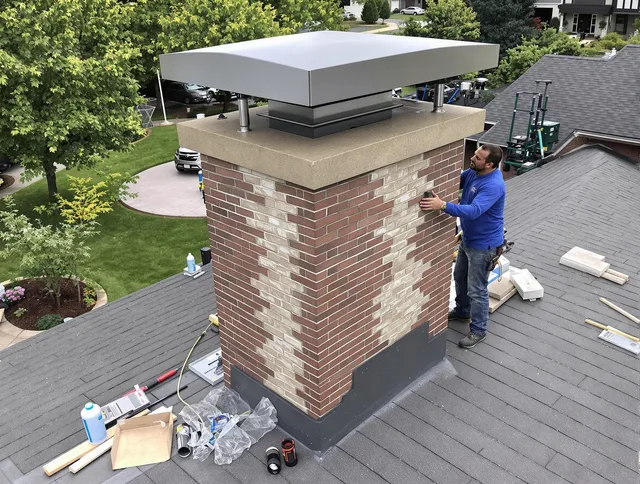 Lakeland Chimney Sweep team working on a custom chimney remodel in Lakeland, FL
